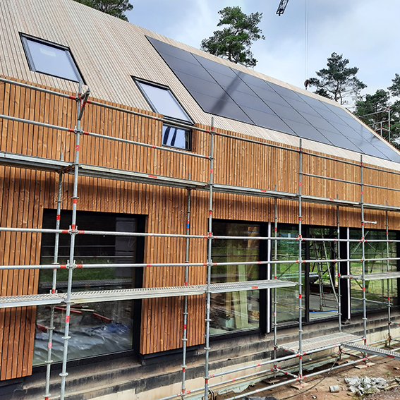 De eigenaar Kosten lengte Houten planken met open voeg als afwerking voor een hellend dak? Aanpak  Horemans HSB (Hechtel) - Projecten - ISOPROC SOLUTIONS